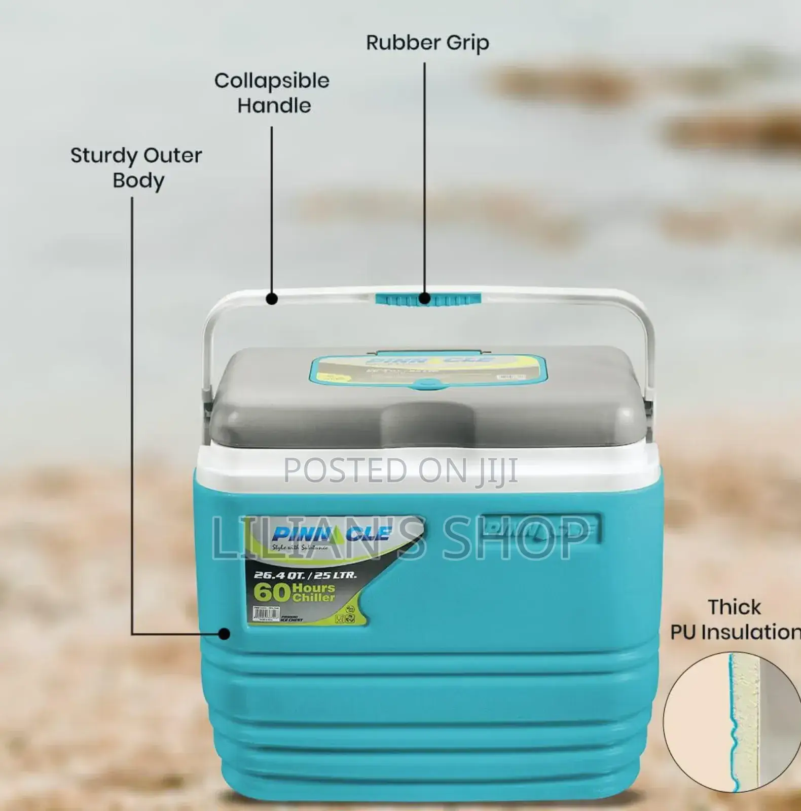 Pinnacle Insulated Water Cooler Ice Chiller Box 25l,Blue.