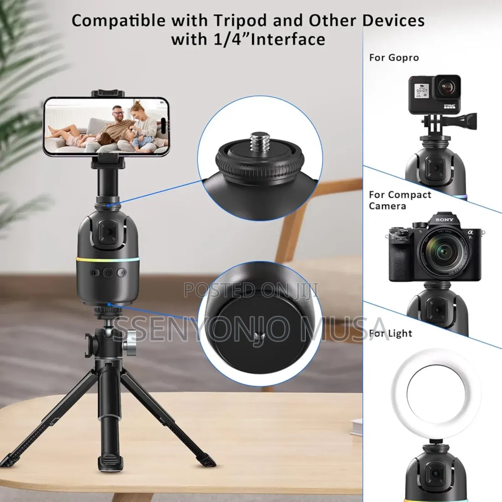 Auto Face Tracking Tripod - 360° Rotating Smart Shooting-
