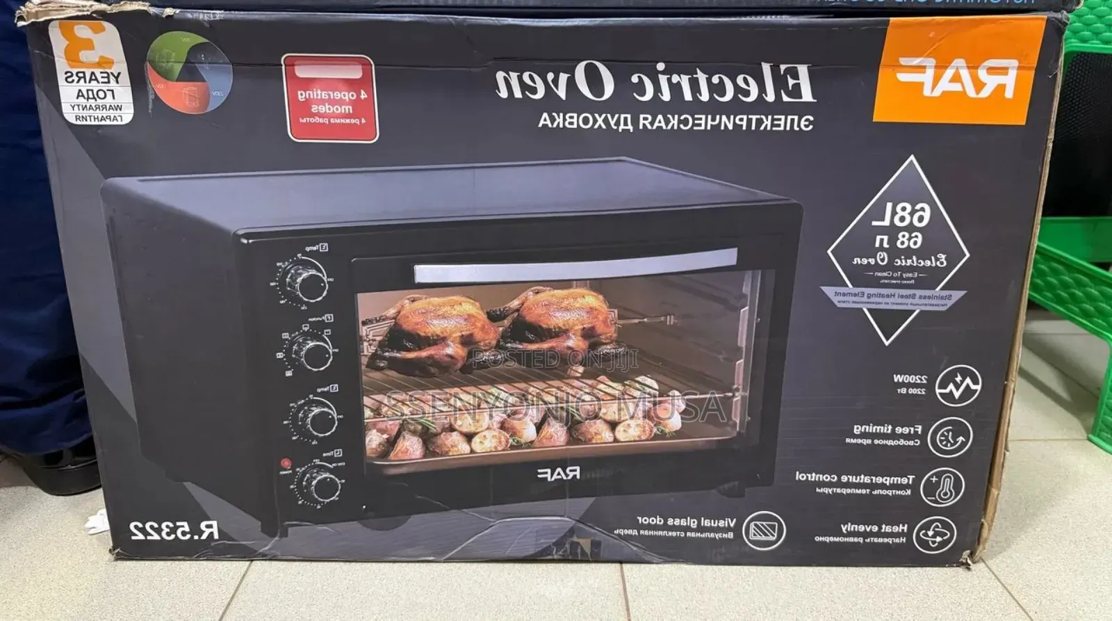 Raf 68l Electric Oven 2200w - R5322 Black