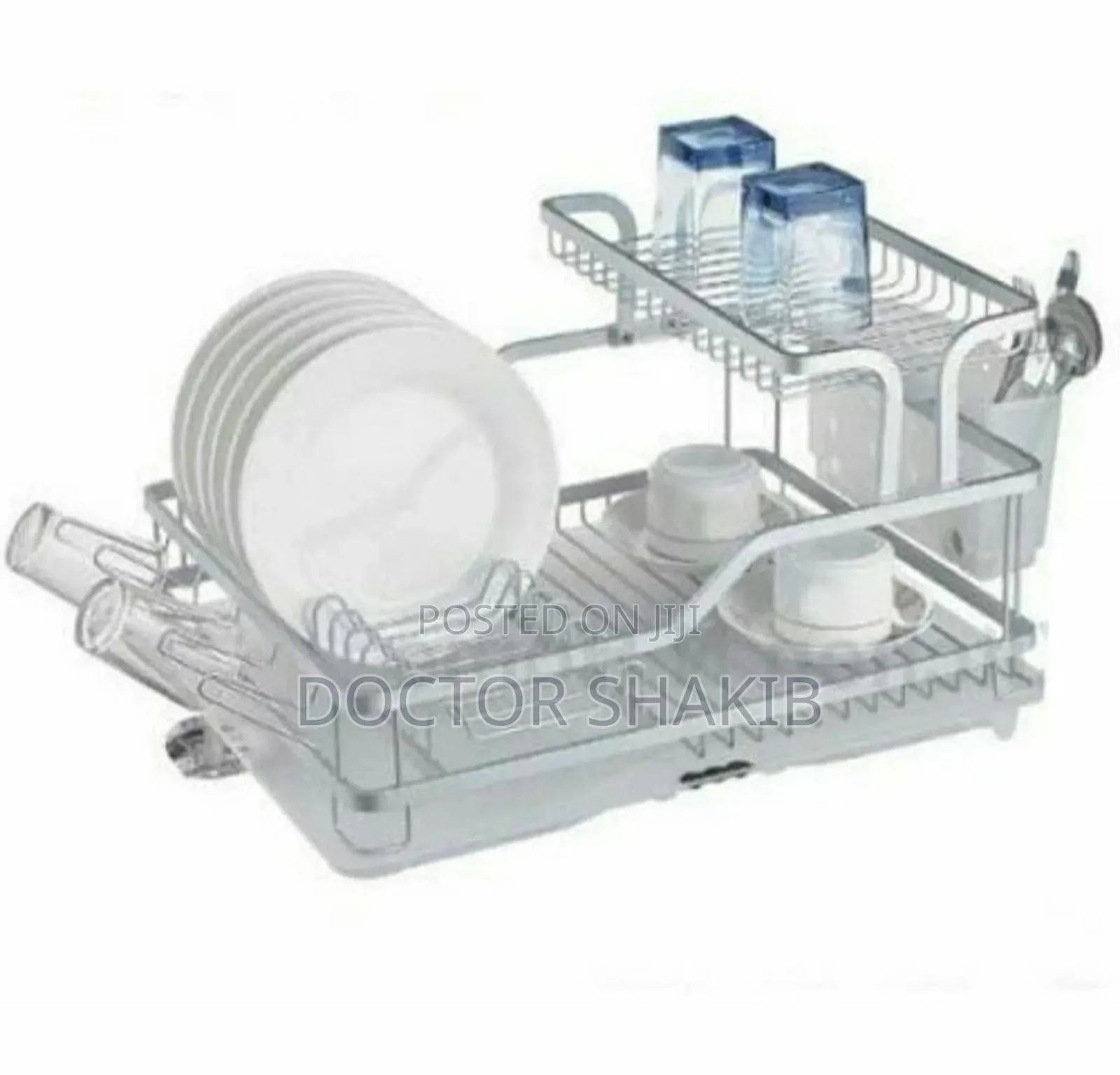 Aluminum 2 Tier Rack With Removable Drainer Cutlery