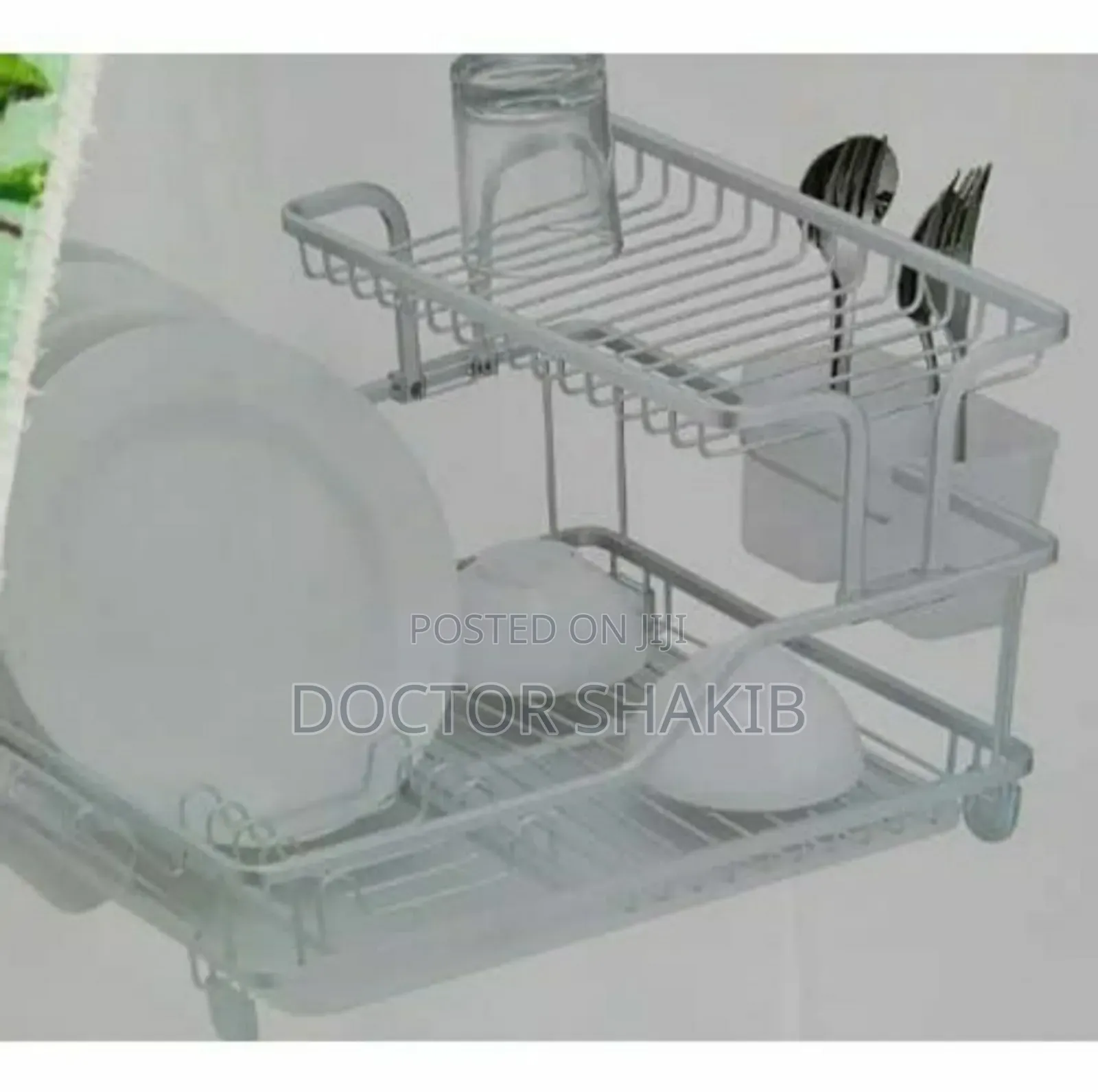 Aluminum 2 Tier Rack With Removable Drainer Cutlery