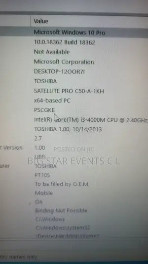 Laptop Toshiba Satellite C50 4GB Intel Core I3 SSD 256GB