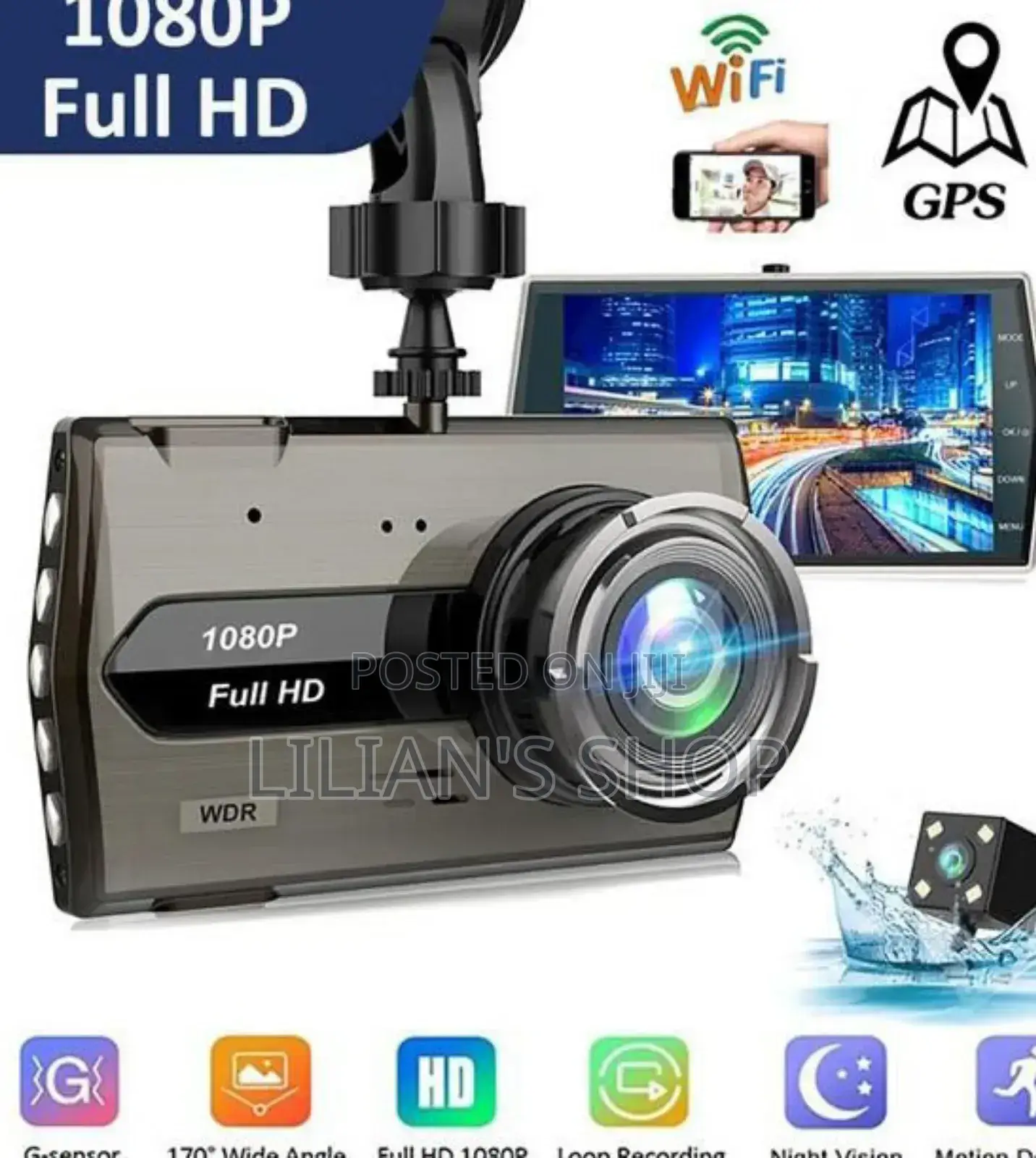 1080p Full Hd Front and Rear Vehicle Dash Camera