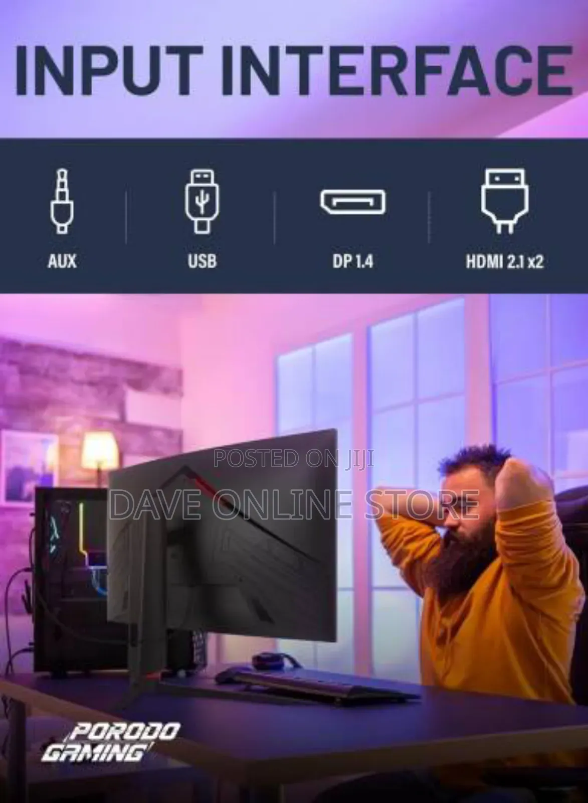 Porodo 27" Curved Gaming Monitor With 240hz Refresh Rate