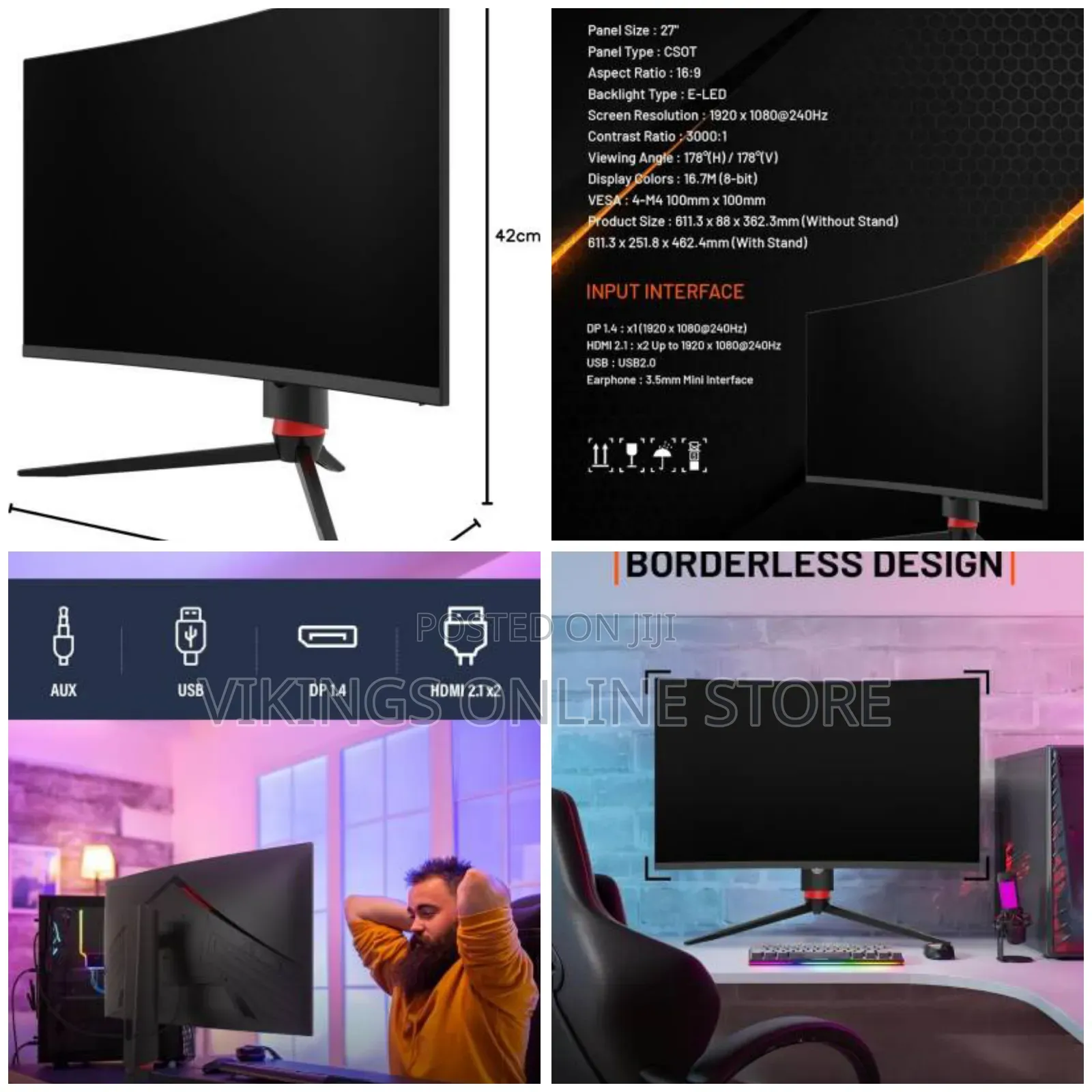 Porodo Gaming 27" 240hz Curved Gaming Monitor - - 27 Inch
