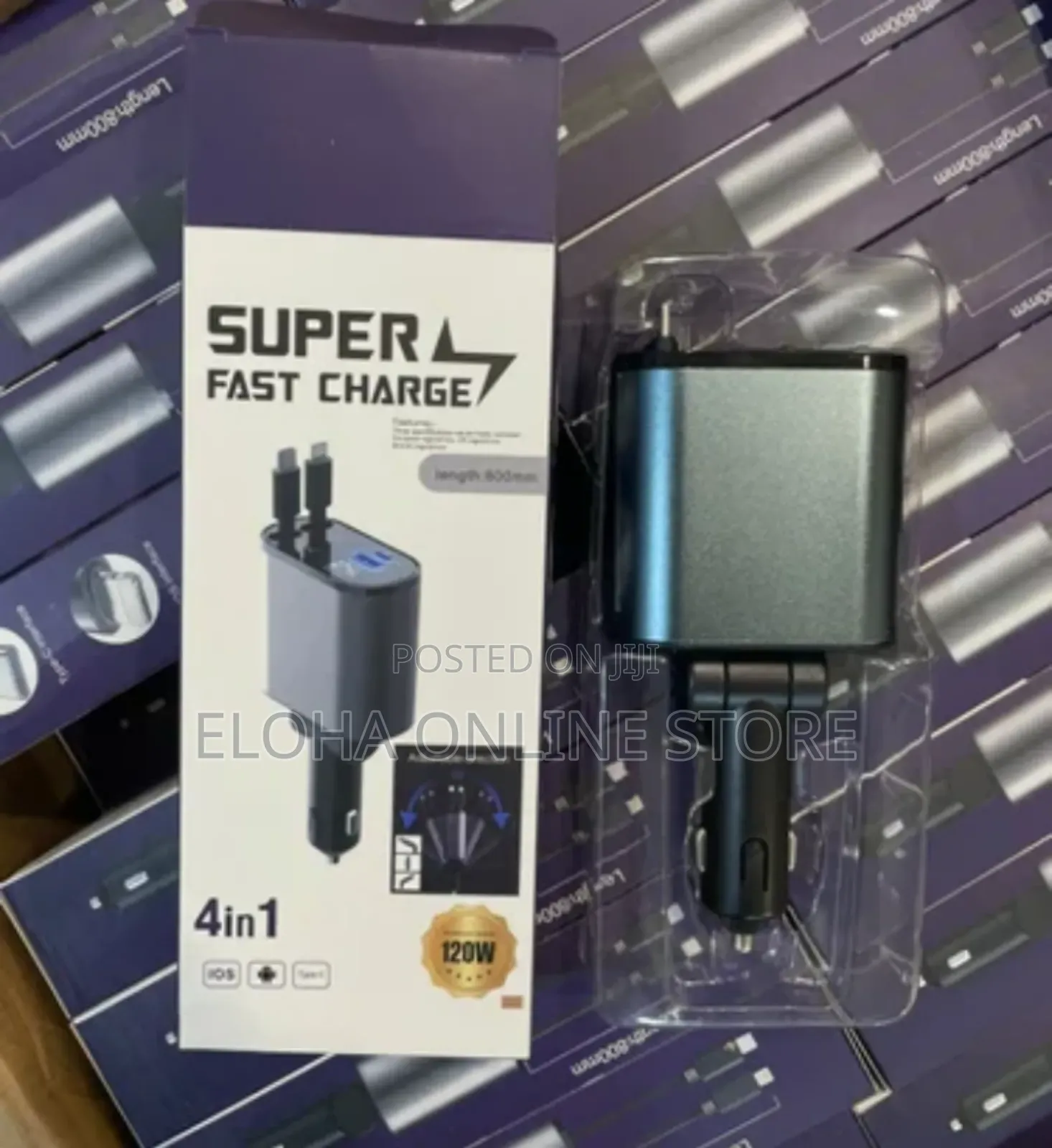 120w Super Fast Charge" 4-in-1 Car Charger