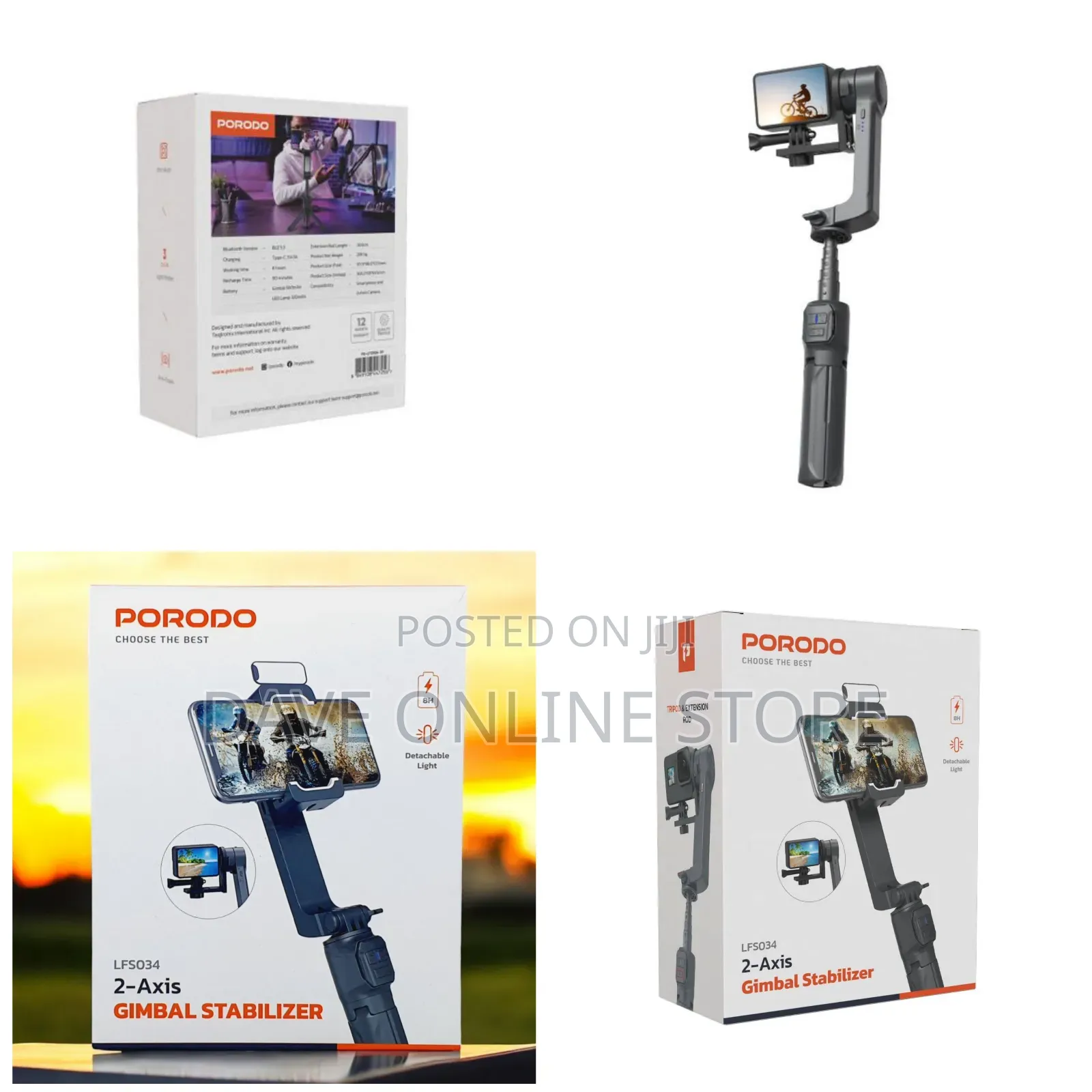 Porodo 2-Axis Gimbal Stablizer Lfs034