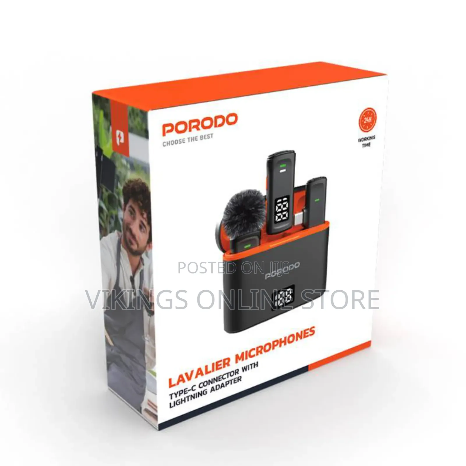 Porodo Wireless Collar Double Microphone - Black