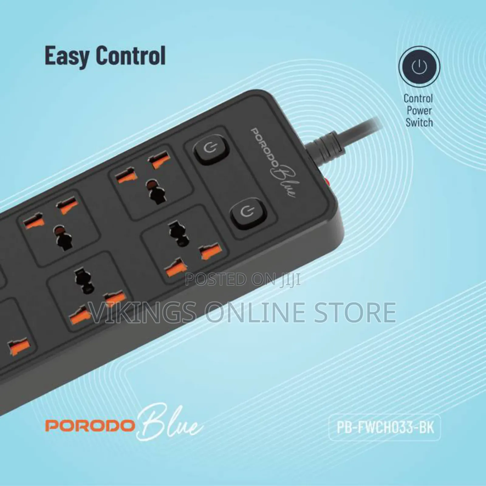 Porodo 6ac-Dual Switch Universal Power Strip