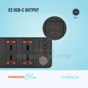 Porodo 6ac-Dual Switch Universal Power Strip