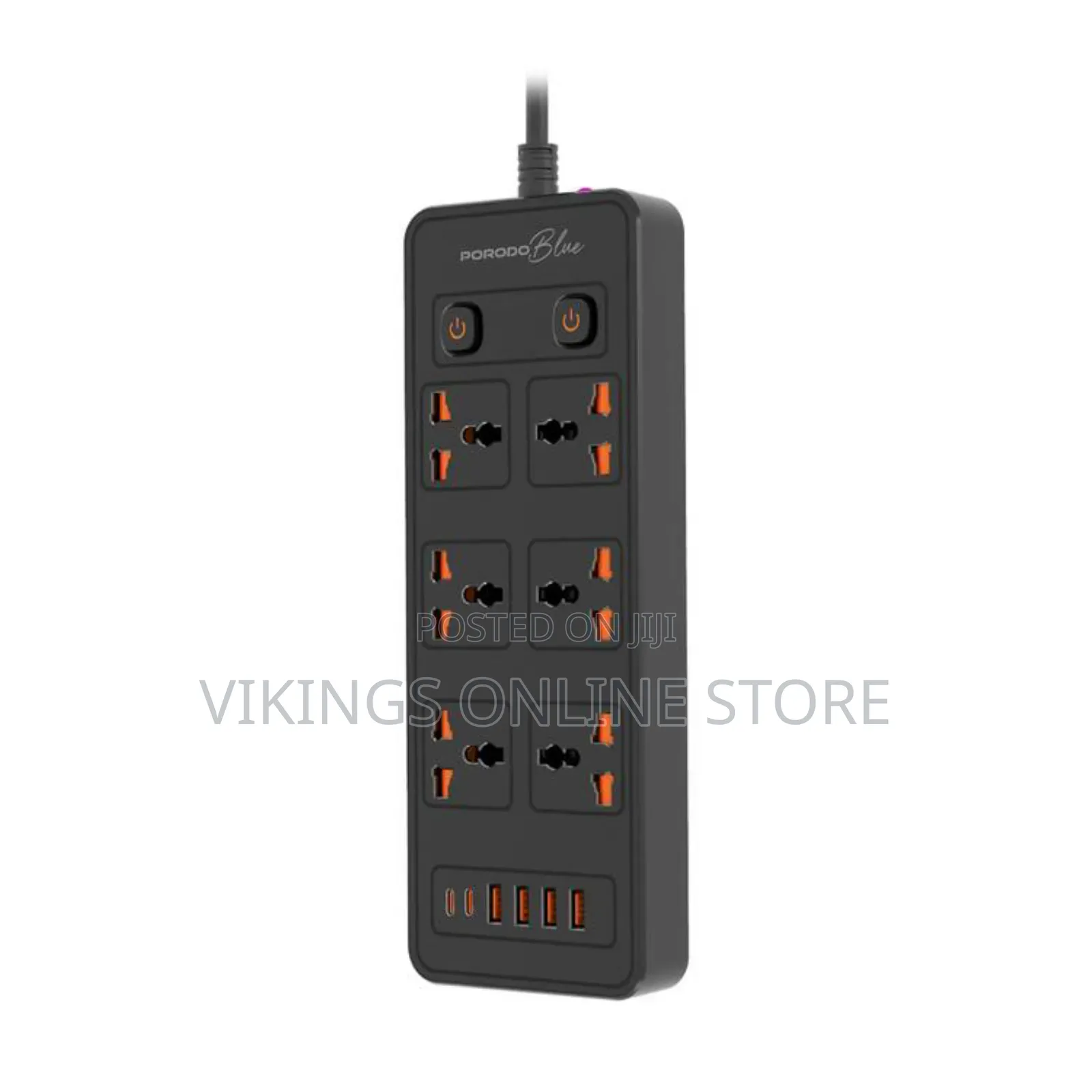 Porodo 6ac-Dual Switch Universal Power Strip