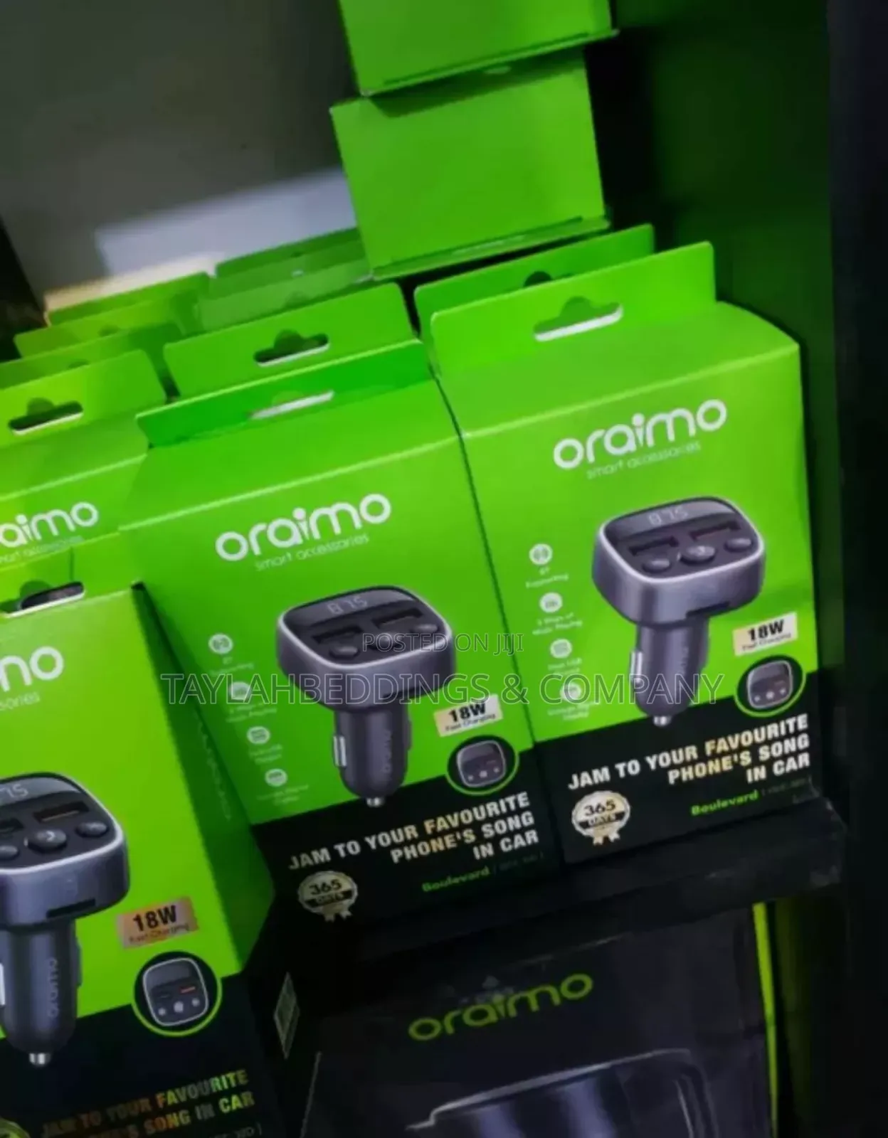 Oraimo Car Modulator With 18w Fast Charging - Black