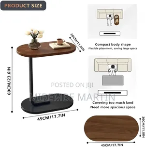 C Shaped End Table, Brown