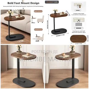 C Shaped End Table, Brown