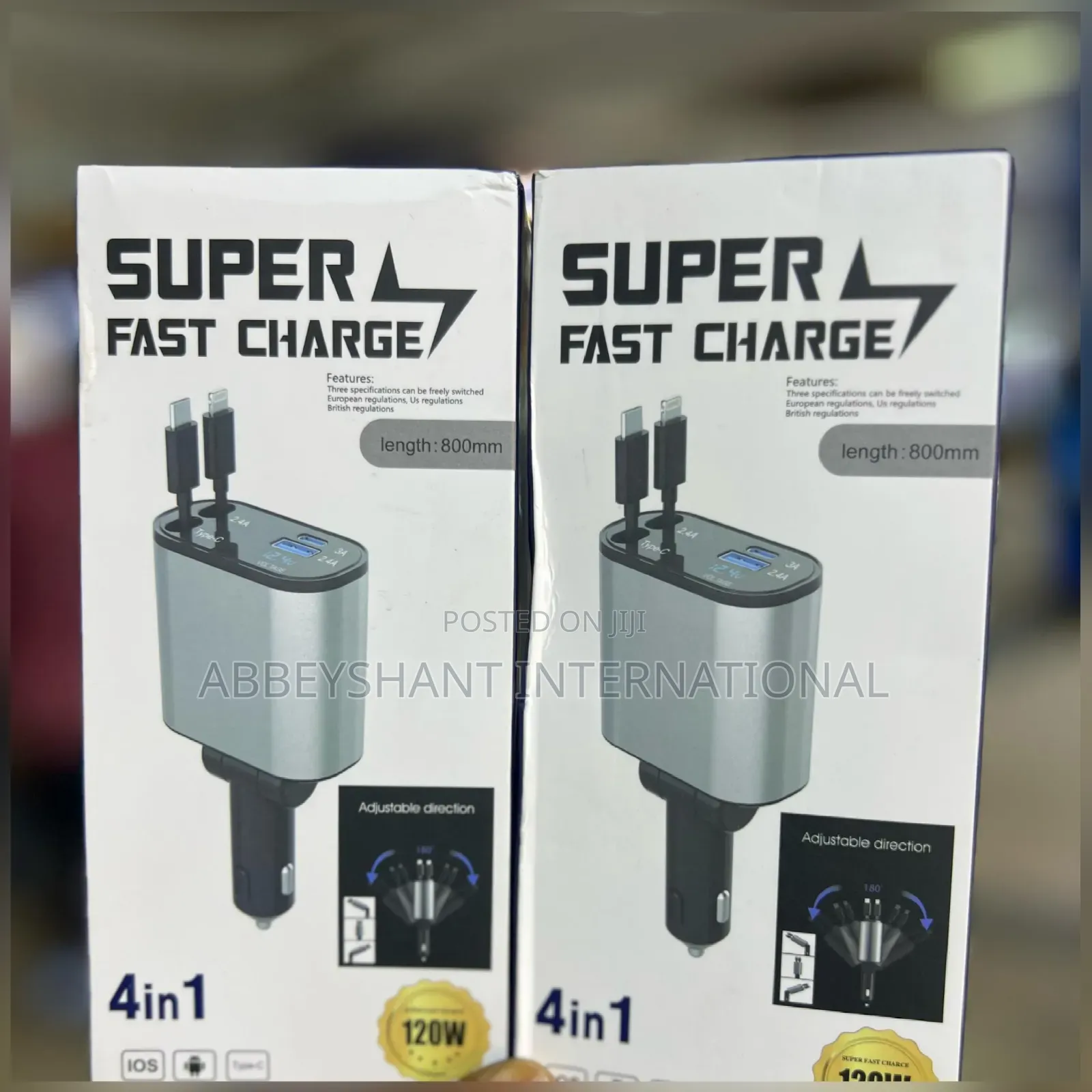 Car Phone Charger Super Fast Charge" 4-in-1 Car Charger