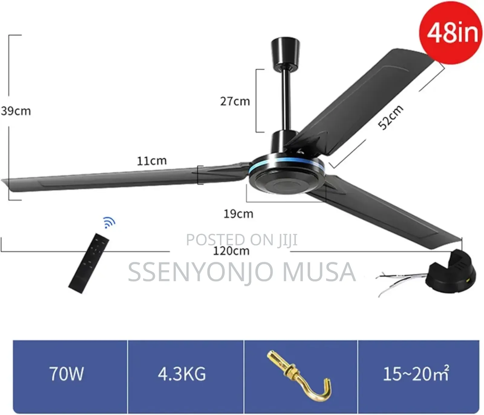 Super Cool Ceiling Fan - Cf-5622, 56", 220v, 65w