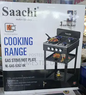 Saatchi 3 Gas Burners+ 1 Hotplate Cooker