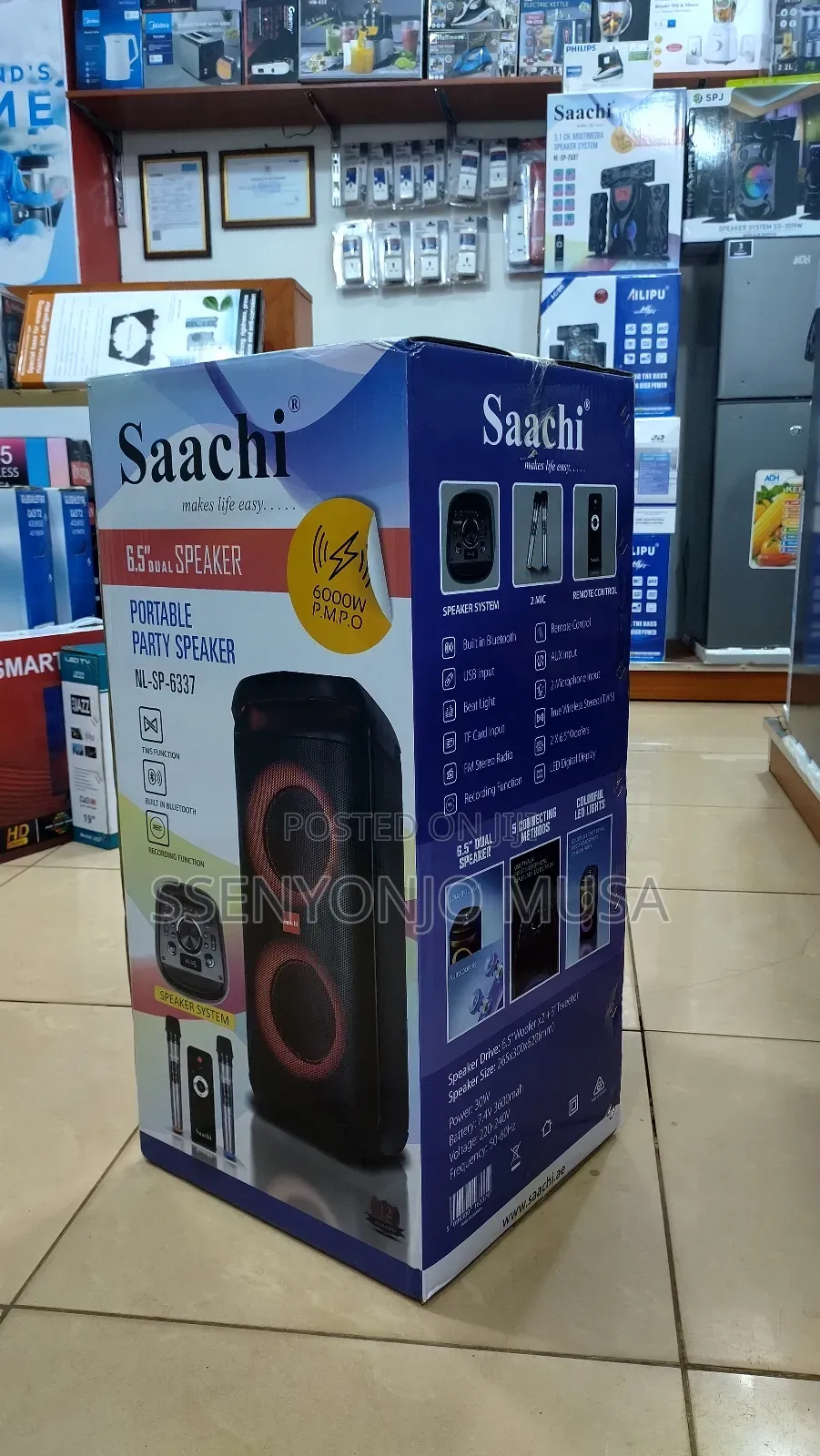 Saachi Portable Speaker System With Bluetooth, Usb, and Mic