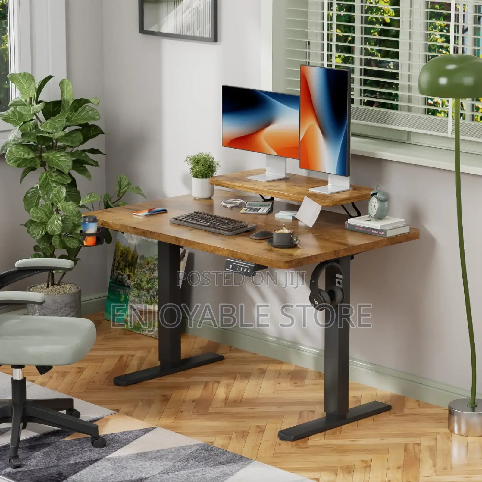 Office Adjustable Electric Table Wooden