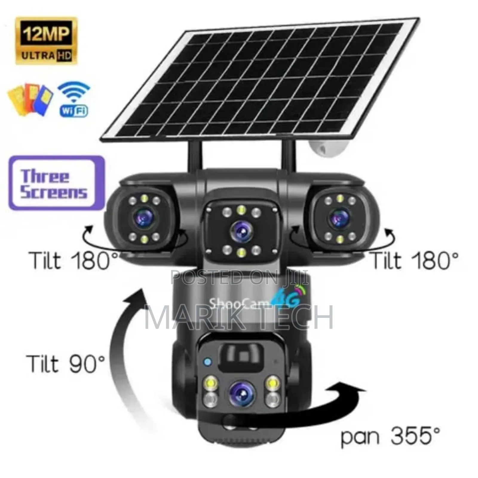 Home Security Solar Triple Lens Triple Screen Camera V380