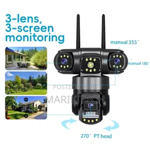 Home Security Solar Triple Lens Triple Screen Camera V380