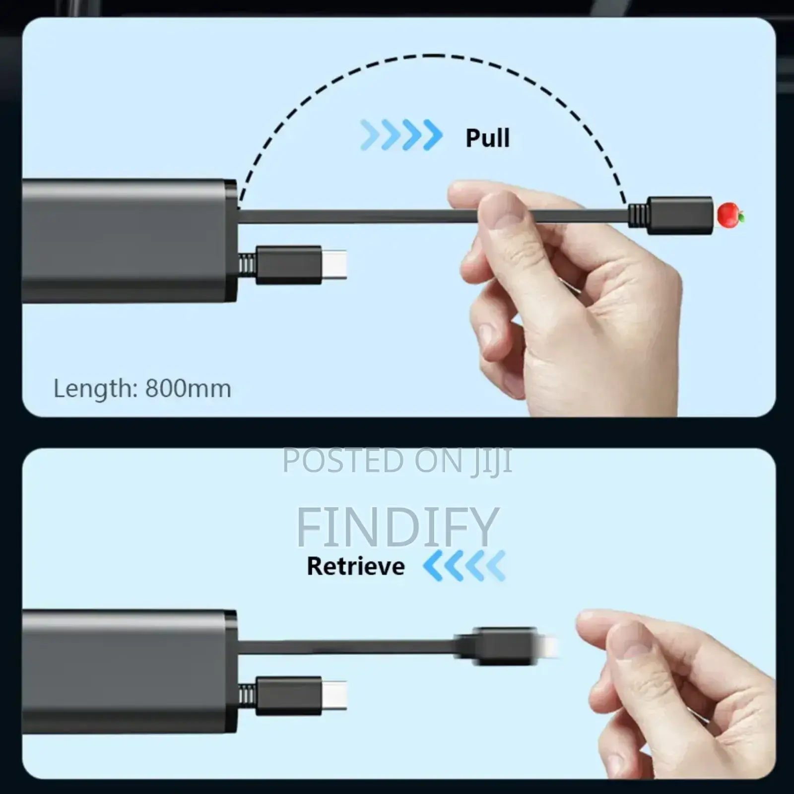 4 in 1 Car Fast Charger for Phone and Type C Retractable