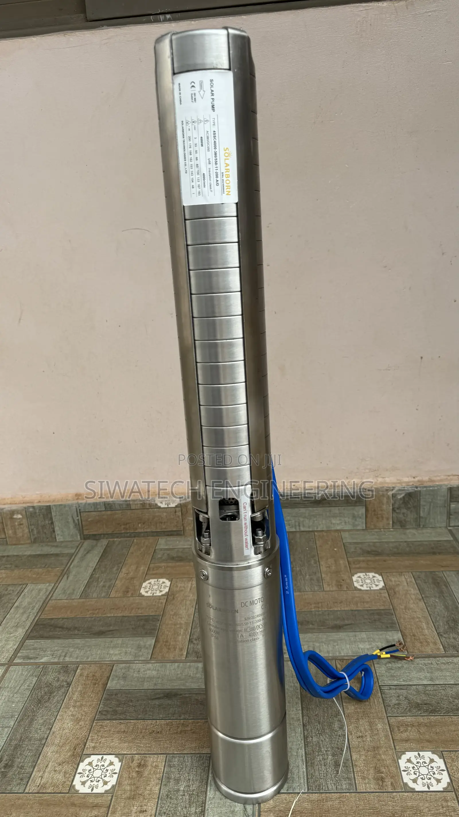 Hybrid Ac/Dc 203m Head Submersible Water Pump Stainless