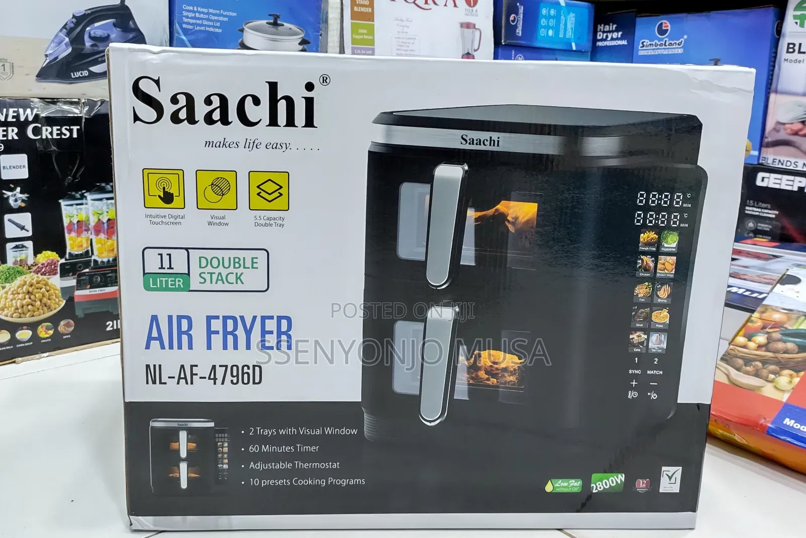 Saachi 11l Double Stack Air Fryer - Nl-Af-4796d, Healthy -