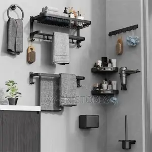 Black 8 Piece Bathroom Set Organiser