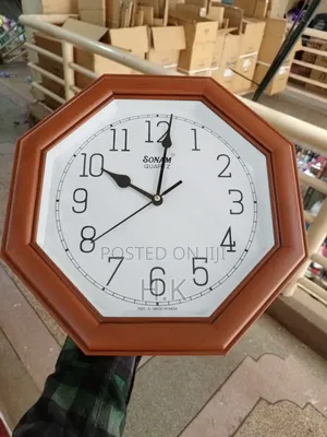 Sonam Wall Clock With Cherry Wood-Style Octagonal Frame 7625