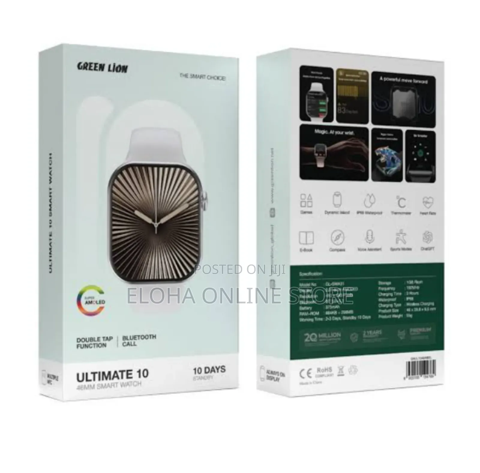 Green Lion Active 10 46mm Smart Watch With Voice Assistant
