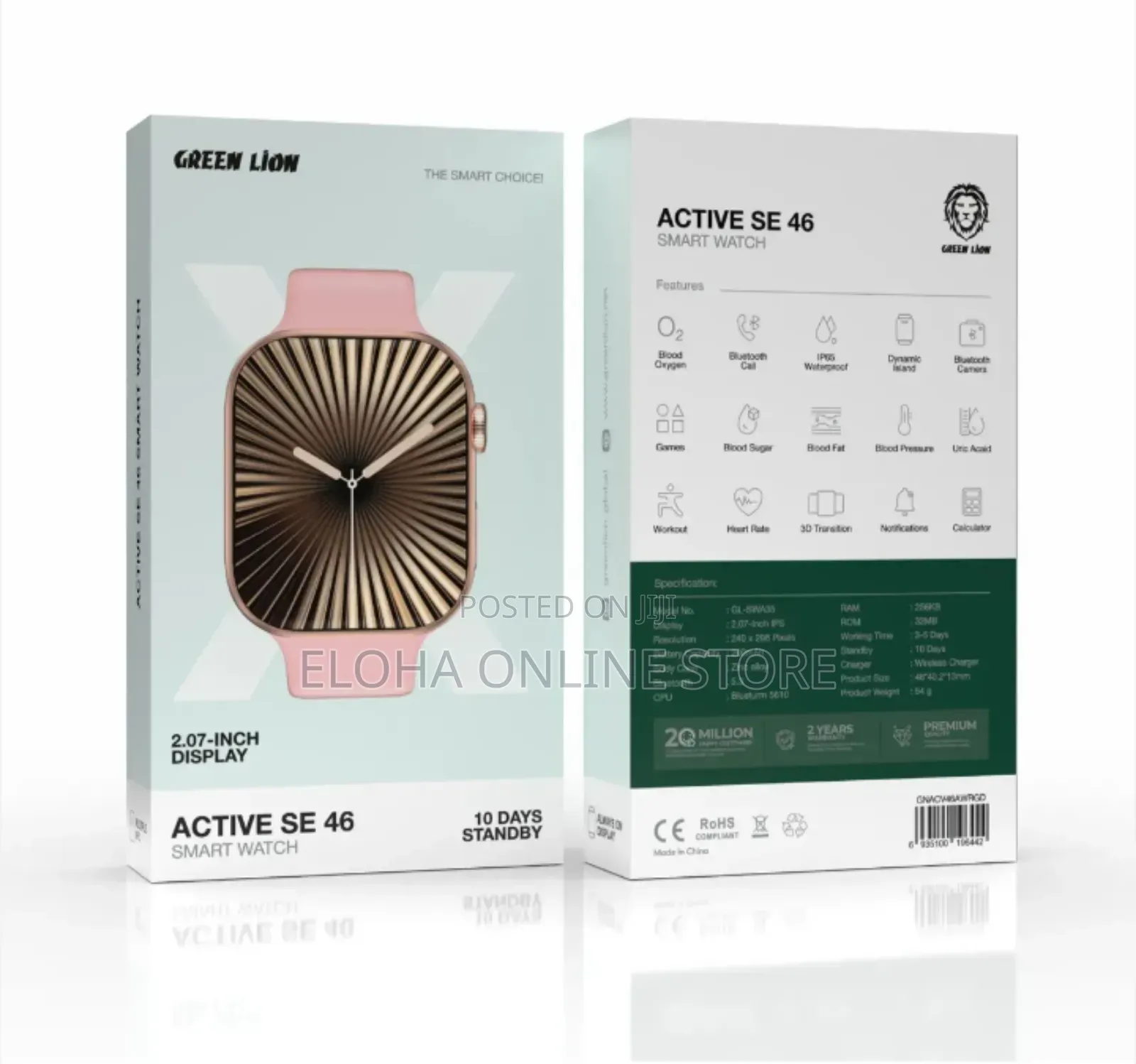 Green Lion Active 10 46mm Smart Watch With Voice Assistant