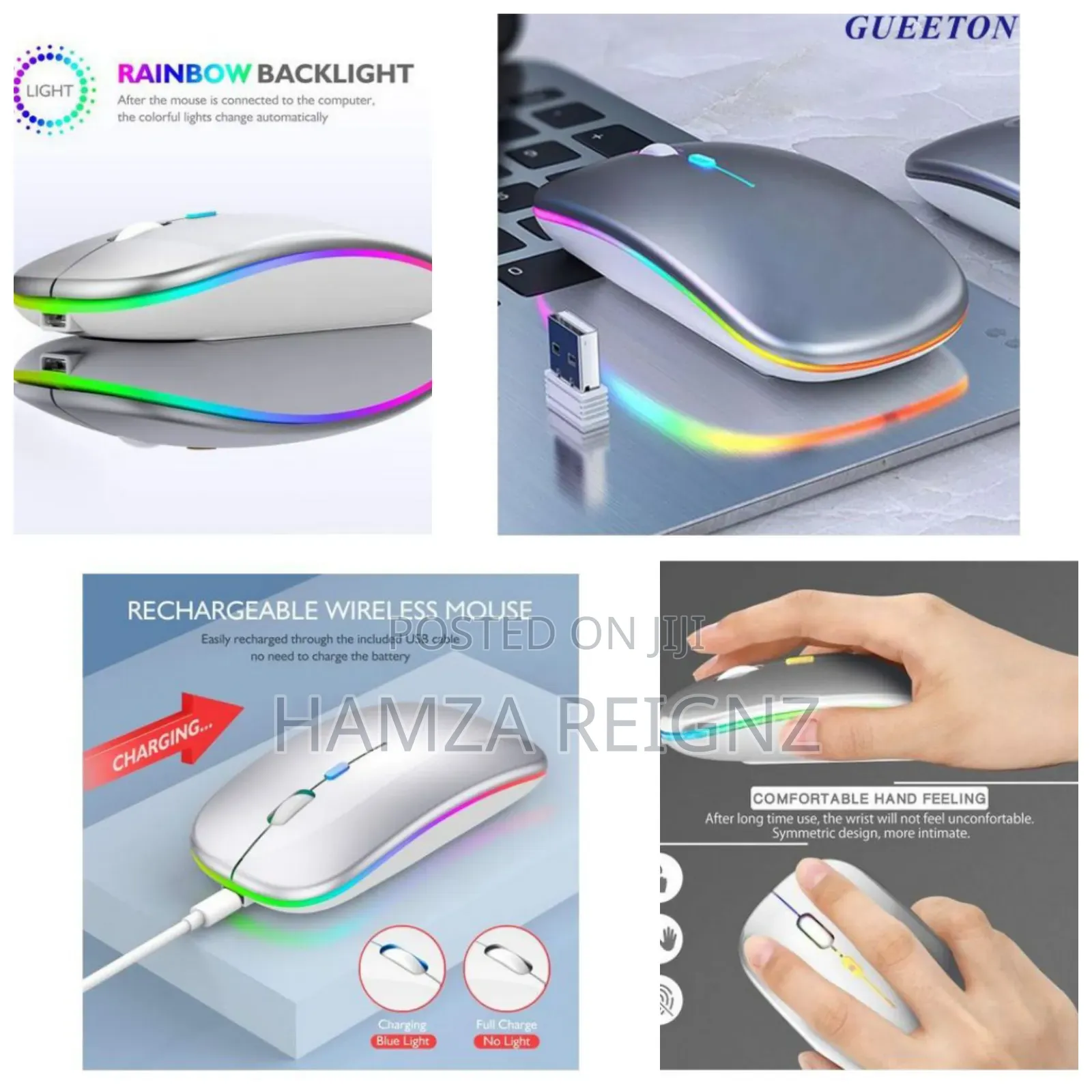 Wireless Mouse Colorful Led 2.4g Ultra Thin