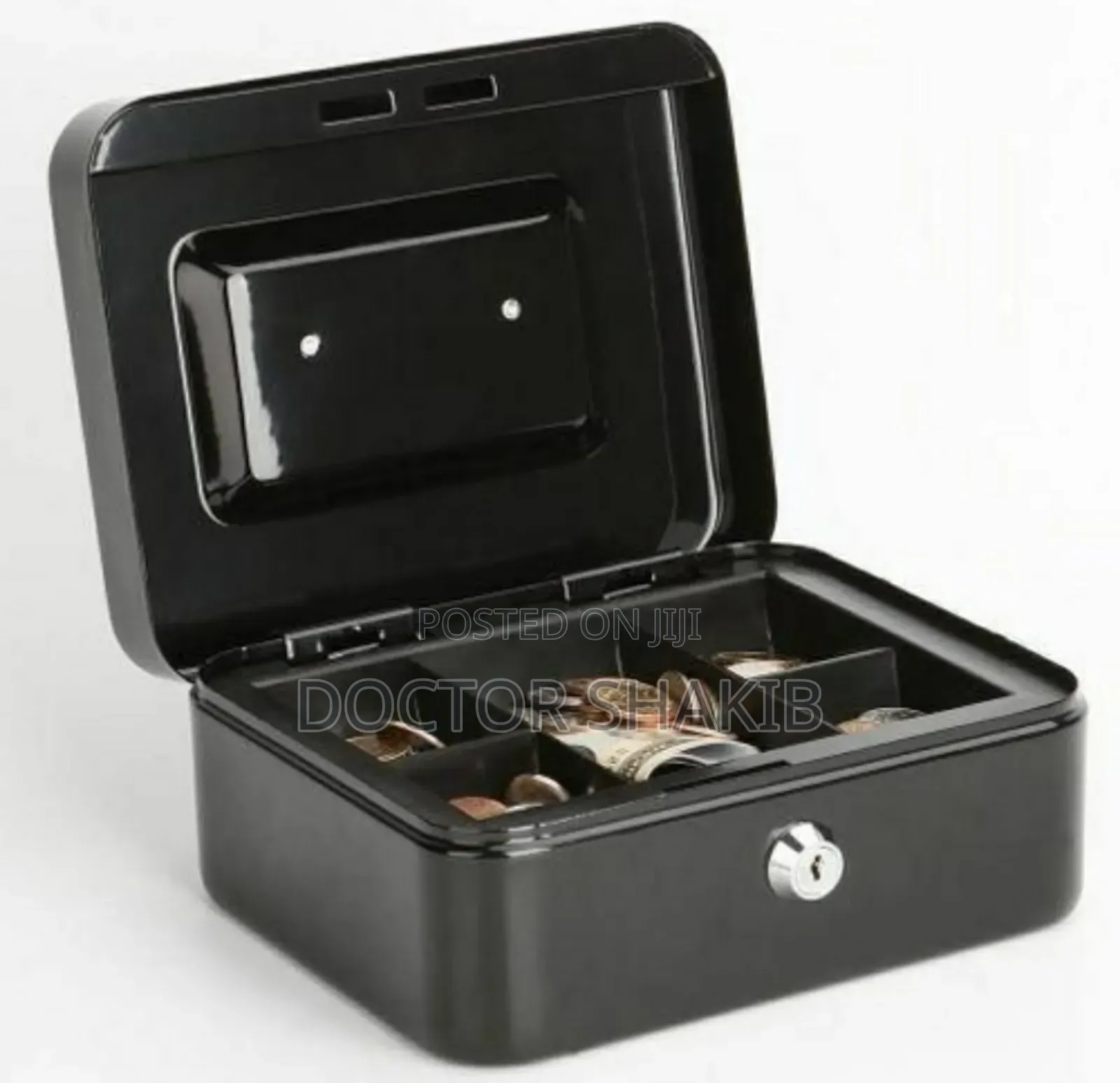 Strong Cash Box With Coin Separator Tray