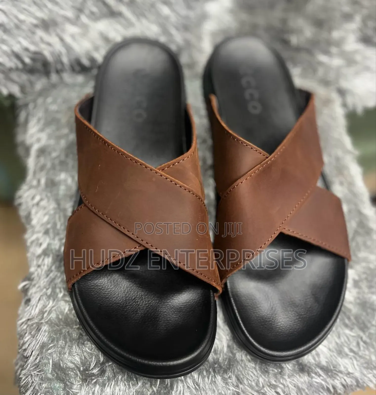 Cross Sandal in Black and Brown