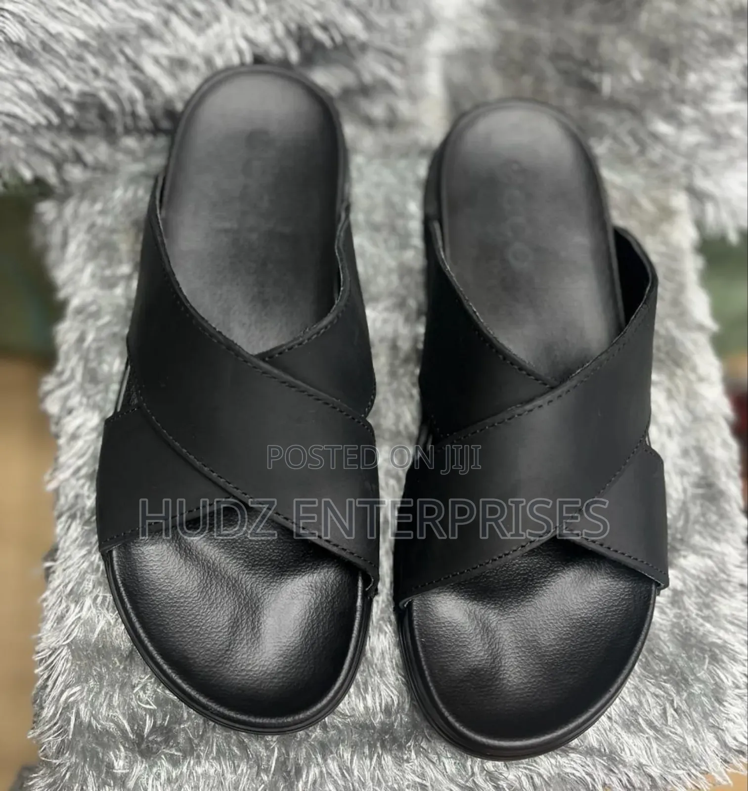 Cross Sandal in Black and Brown