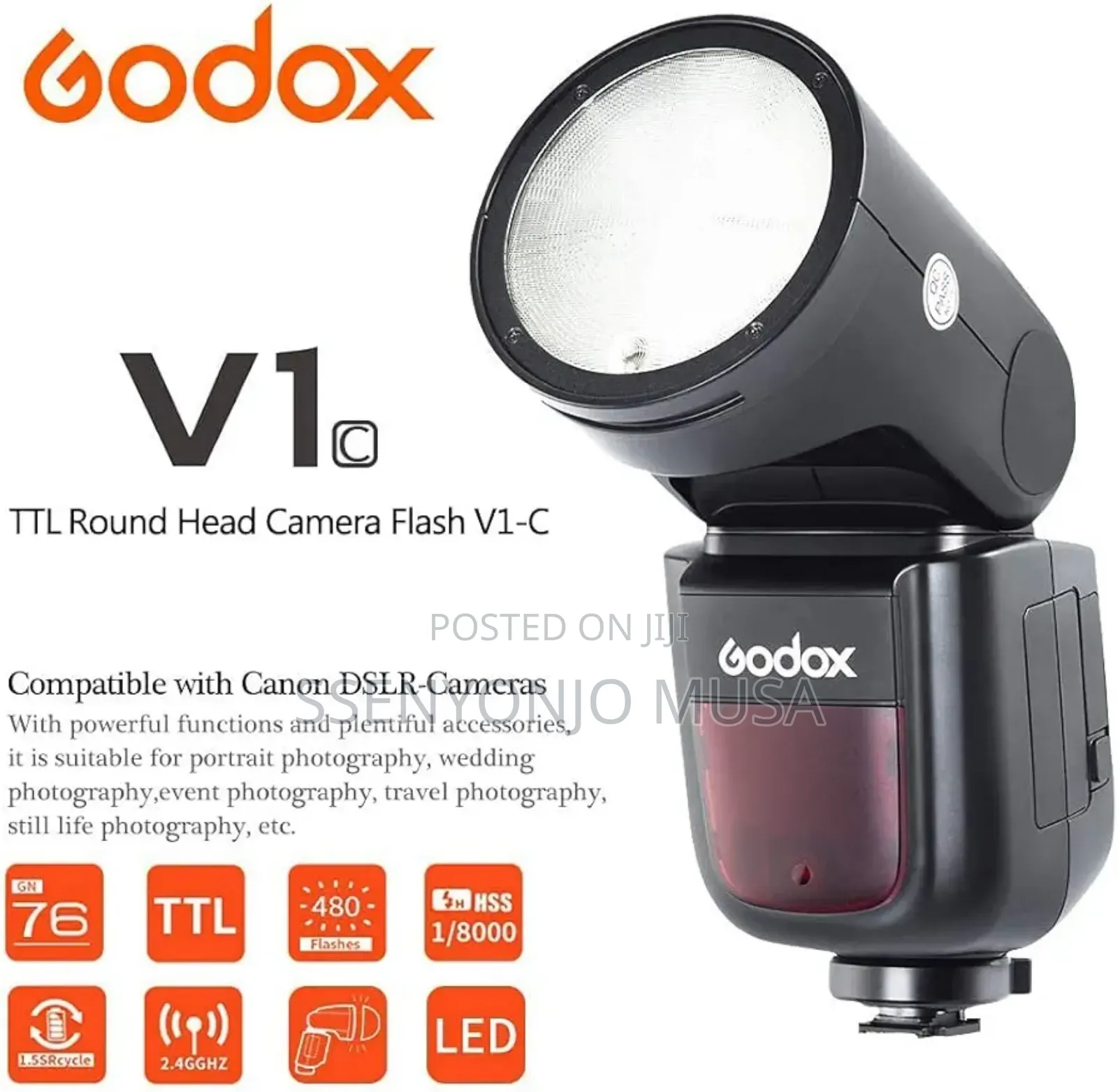 Godox V1-C Round Flash Speedlight for Canon Eos Cameras