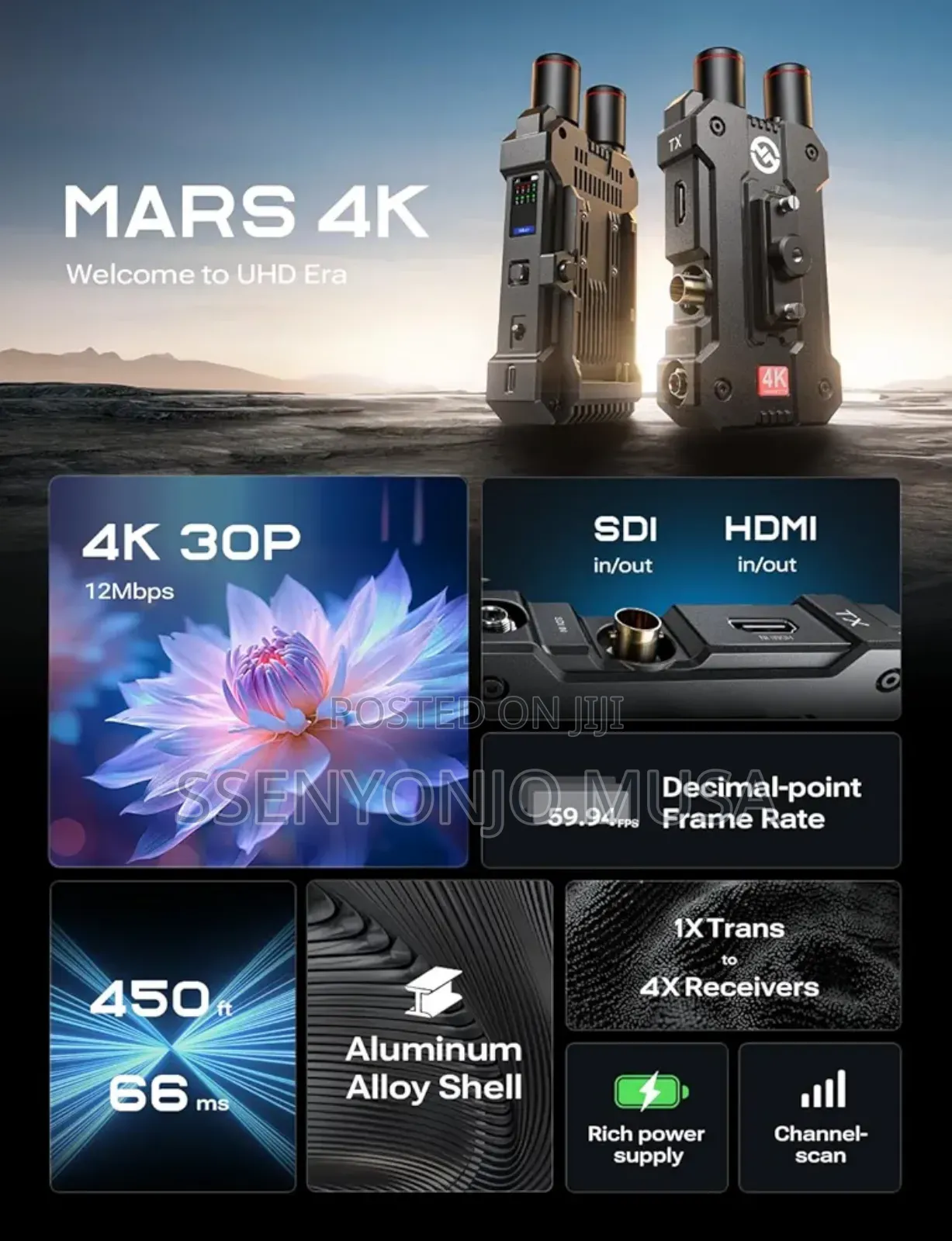 Hollyland Mars Wireless Video Receiver -5g,Sdi,Hdmi,450ft