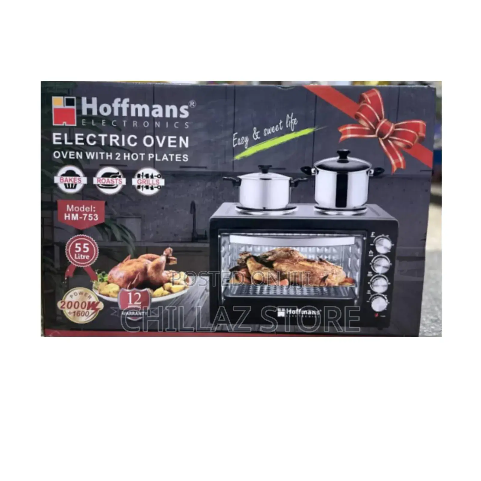 Hoffman 55 L Electric Oven With 2 Hot Plates.