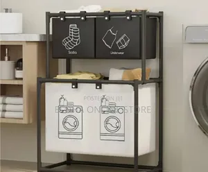Foldable Multicompartment Laundry Basket With Divider