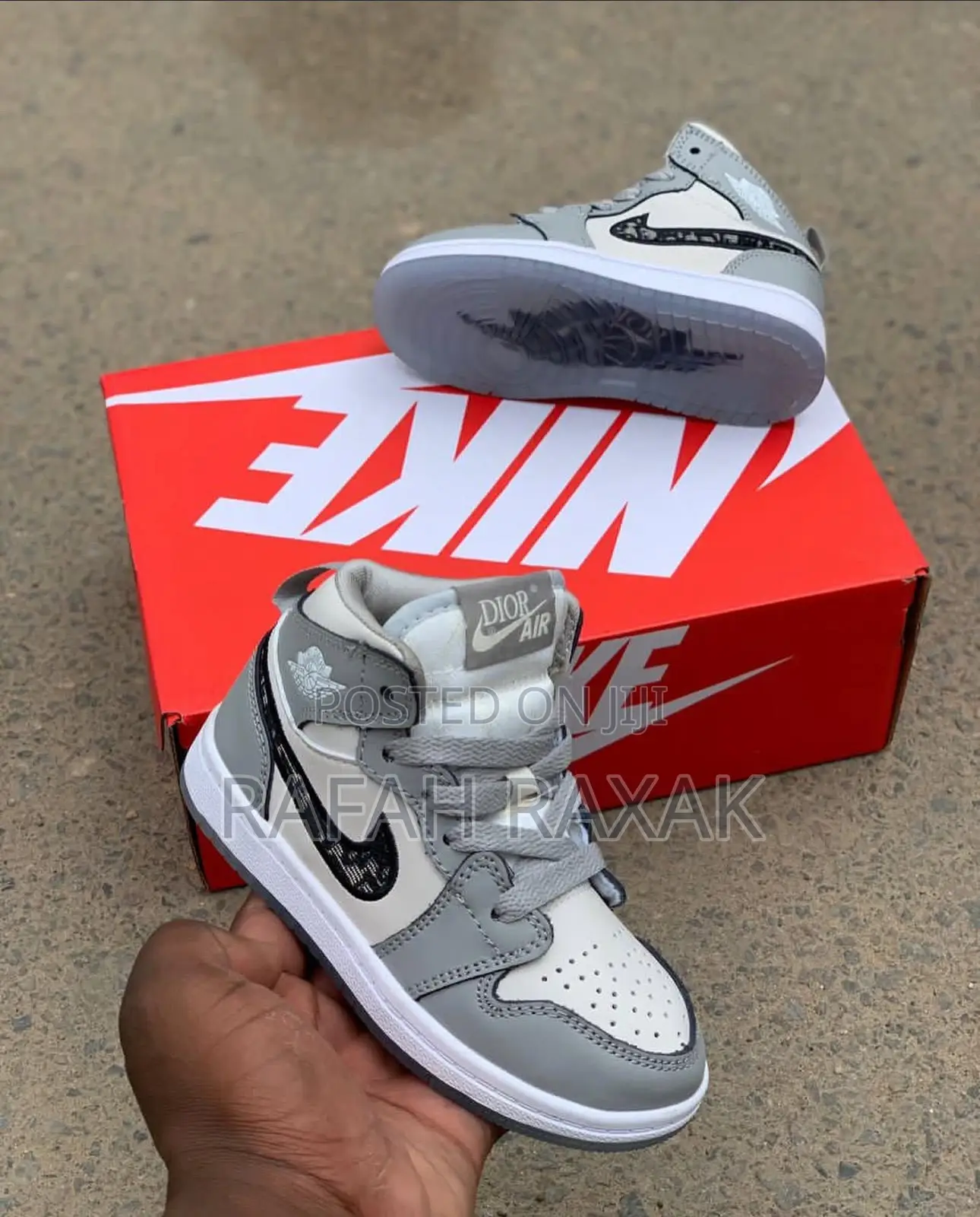 Original Gray Kid’S Nike Jordan 1 High X Dior Kid’S Sneakers