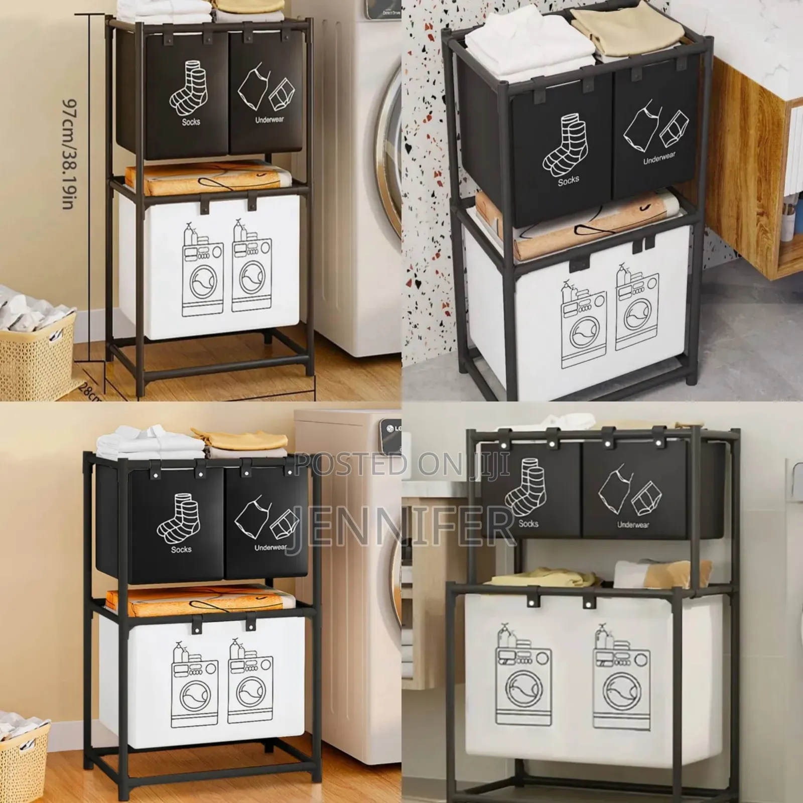 Foldable Multicompartment Laundry Basket With Divider