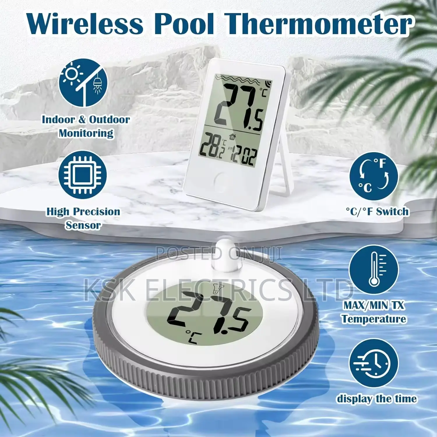Digital Wireless Pool Thermometer Floating Easy Read
