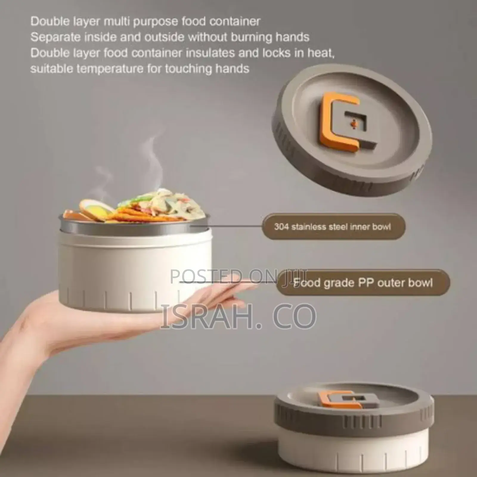 2l Portable Vacuum Insulated Food Jar With Handle 2 Tier