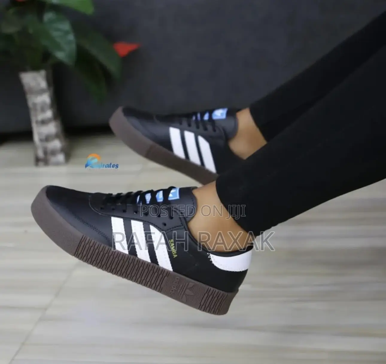 Original Adidas Sambarose Black/Brown Gum Big Sole Sneaker