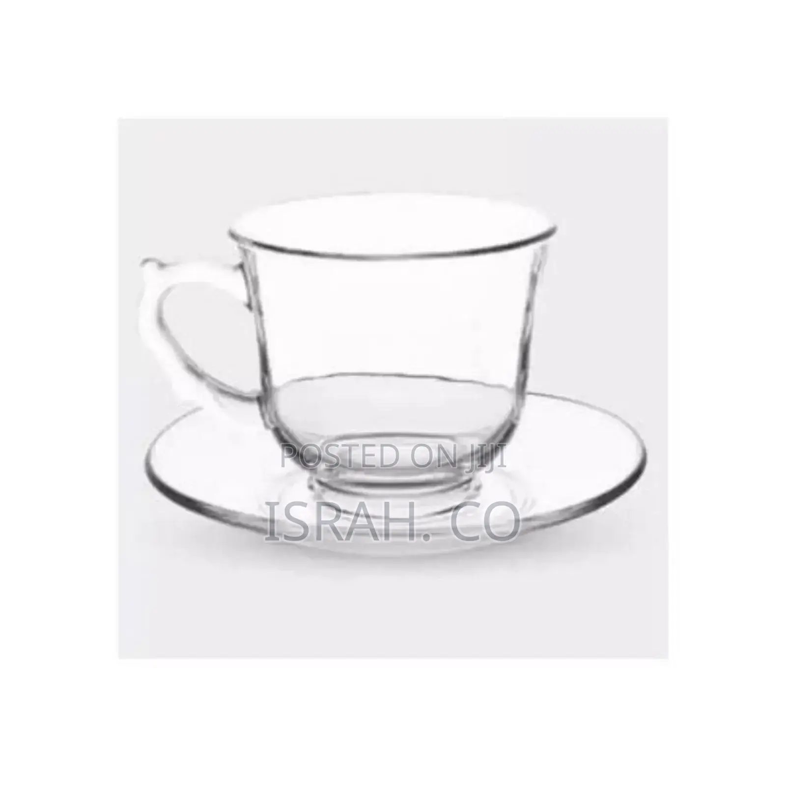 6 Pieces of Plain Glass Tea Cups and Saucers Sets