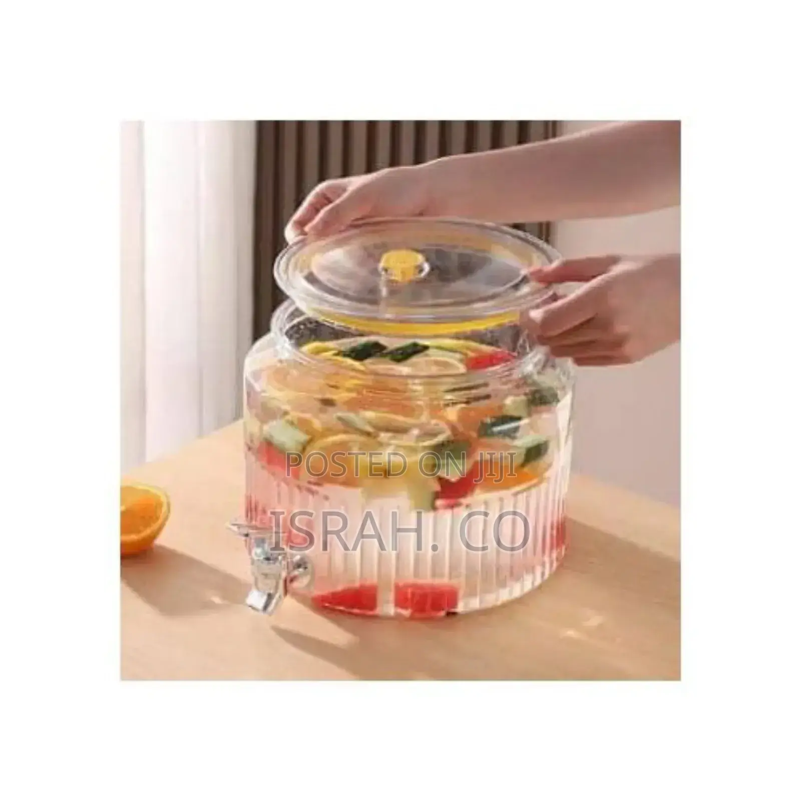 4l Acrylic Round With Faucet Juice Container, Pot Beverage