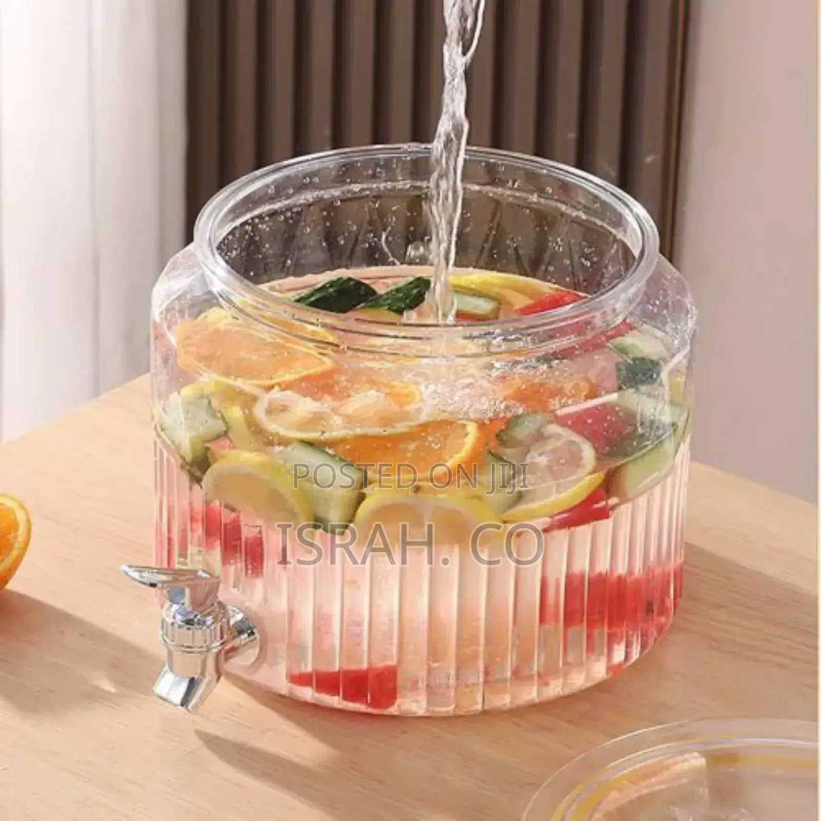 4l Acrylic Round With Faucet Juice Container, Pot Beverage