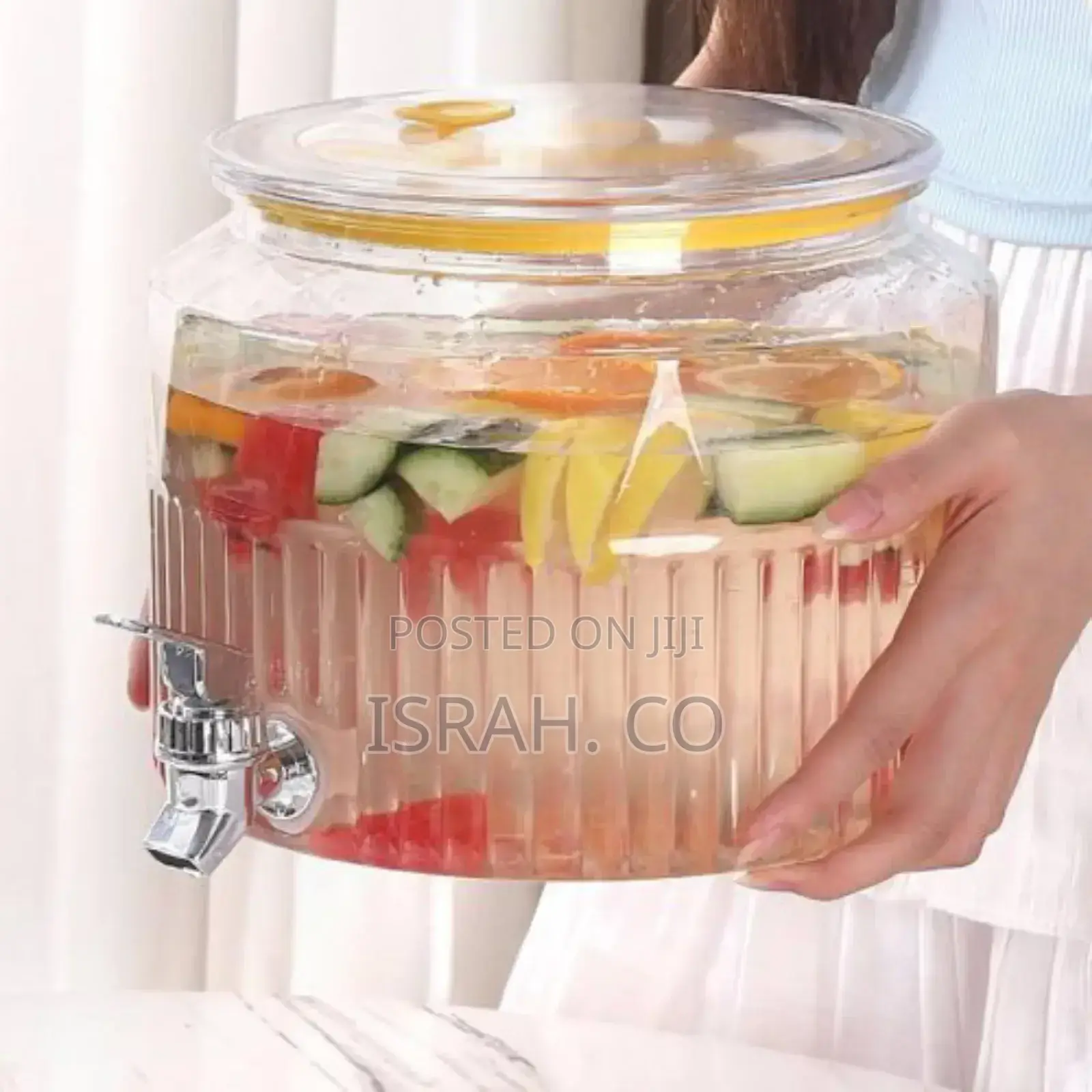4l Acrylic Round With Faucet Juice Container, Pot Beverage