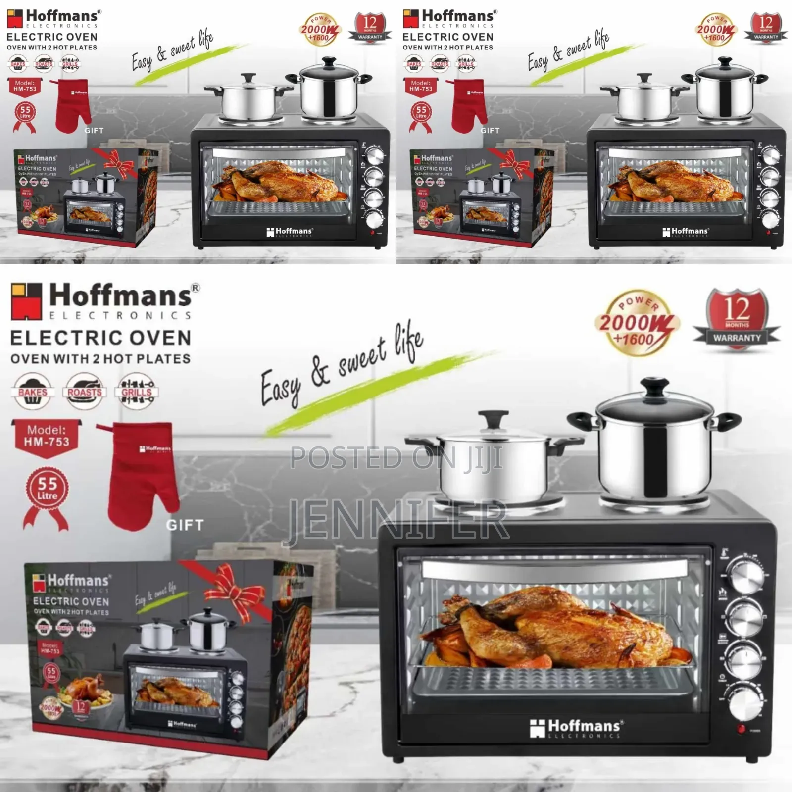 Hoffmans Electric Oven With 2 Hot Plate